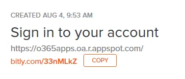 Screenshot of a bitly URL shortener