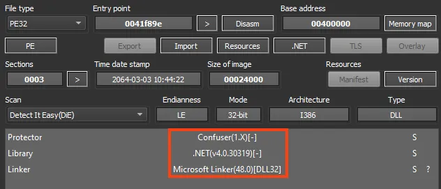 Screenshot of RunPE details.
