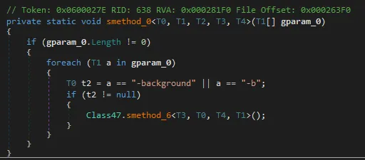 Example of checking if the “background” parameter was specified.