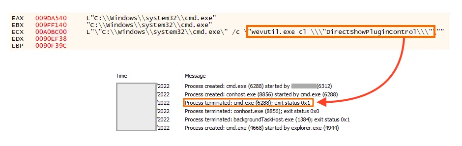 Screenshot of a typo in command line executed by the ransomware.