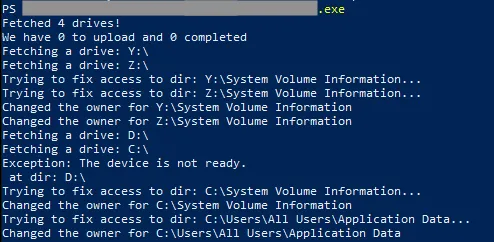 Screenshot of logs from the ExMatter tool used by BlackCat.