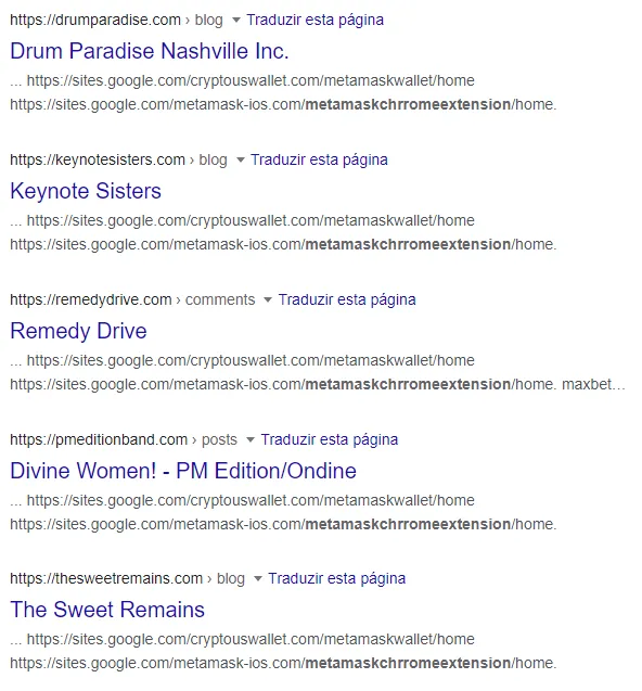 Screenshot of cryptocurrency phishing pages being spread in other websites.