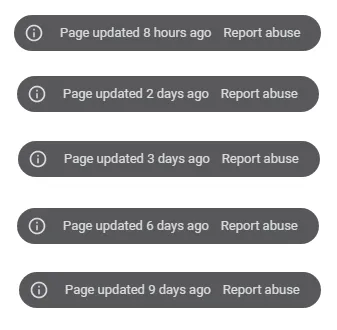 Screenshot of. Change history from multiple phishing pages.