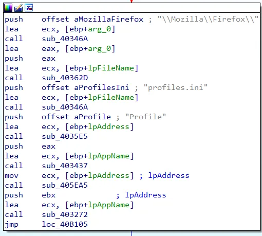 Screenshot of part of the Warzone RAT function that grabs passwords from browsers.