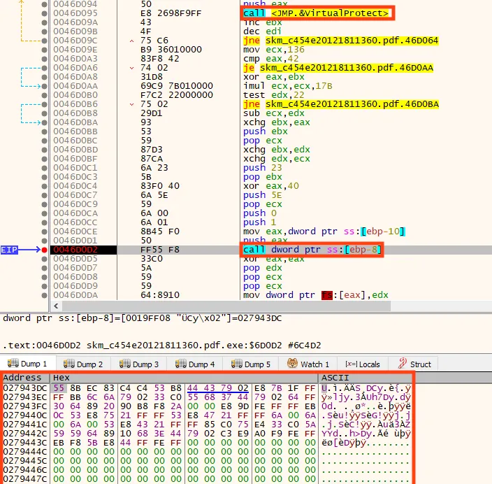 Screenshot showing DBatLoader shellcode.