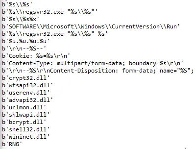 Example of a part of decrypted Emotet strings.