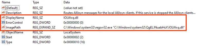 Screenshot of Emotet persistence mechanism.