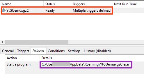 Example of malware’s persistence.