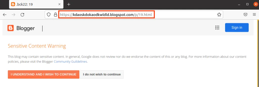 Example of fake web page downloaded by the second stage.