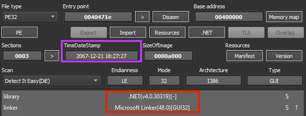 Screenshot of Khonsari binary details.