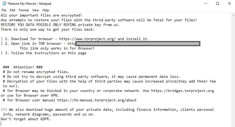 Screenshot of LockBit ransom note