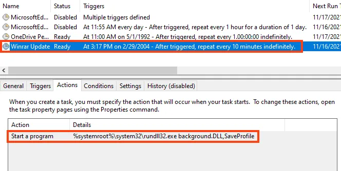 Example of backdoor persistence technique.