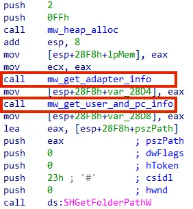 Screenshot of backdoor collecting environment information.