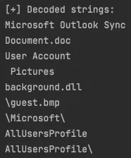 Example of some VBA decoded strings.