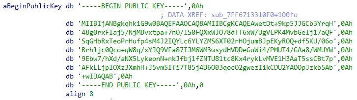 Example of Night Sky attacker’s public RSA (2048 bit) key used in the encryption process