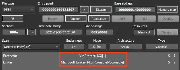 Example of Night Sky using VMProtect.