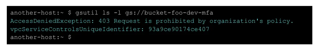 Example of access denied error