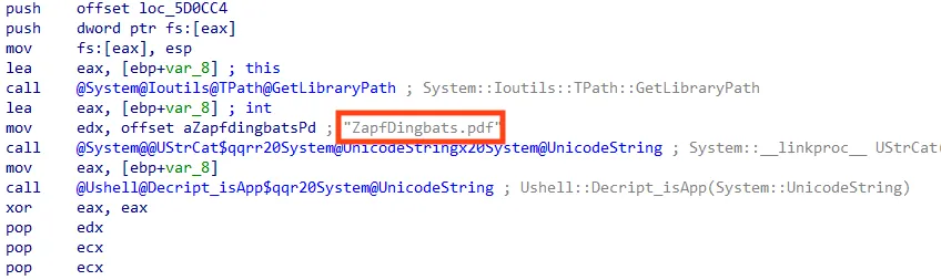 Screenshot of encrypted Ousaban payload being loaded.
