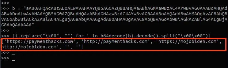 Figure decoding BlackMatter’s C2 server addresses.