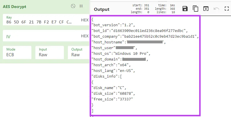 Figure decrypting BlackMatter’s C2 request.