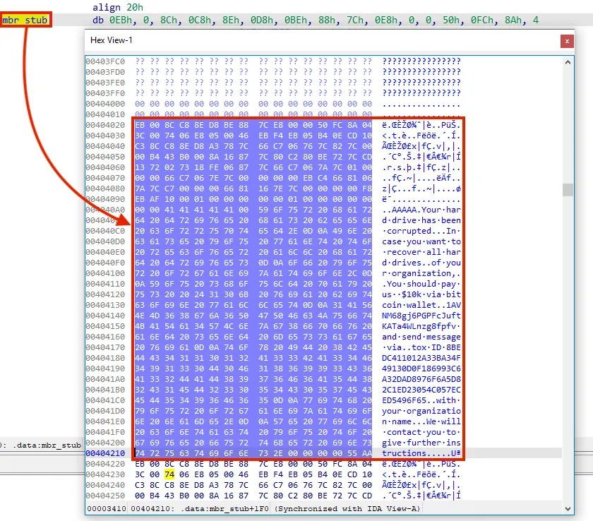 Screenshot of Data written on disk by WhisperGate