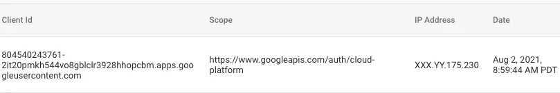 Another screenshot of audit logs